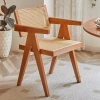 Nordic wabi-sabi style Chandigarh rattan chairs, solid wood dining chairs, home dining tables and chairs, armrests of rattan chairs, backrests of stools Specification image